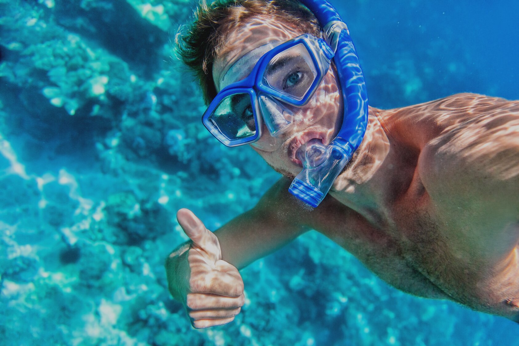 Snorkeling Man Underwater