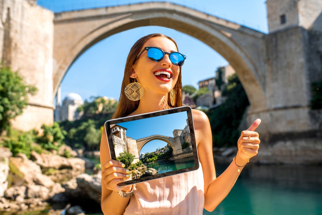 Woman Promoting Tourism in Mostar City