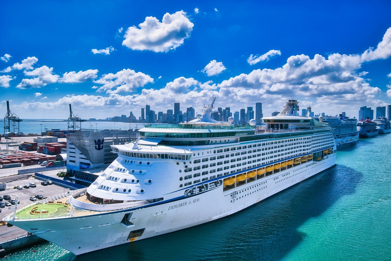 Drone Shot of a Cruise Ship Docked on the Port